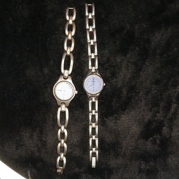 Fossil Other - Bundle Of Fossil 2 Silver Watches with Blue Dial Es9090 Es9021